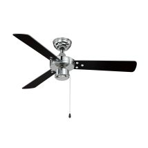 Cyrus Chrome Ceiling Fan – 107 cm Diameter – 15° Blade Pitch – 3 Speeds – 220-240V – Includes GU10 Light Kit