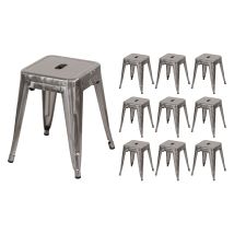 Lot De 10 Tabourets Bas Empilables De Style Industriel En Acier 38x38x46cm Thinia Home