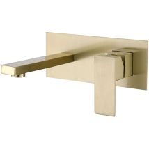 Grifo De Baño De Pared, Grifo Empotrado, Grifo De Latón Dorado Cepillado, Grifo De Lavabo Dorado Cepillado
