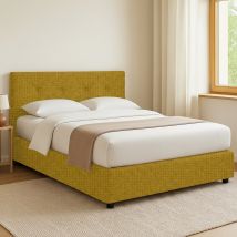 Bolton Einzelbett 140x200 cm – Abnehmbarer Bezug – Gelb – 250 kg Tragfähigkeit – Modernes Design – Ideal für Schlafzimmer