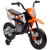 Aiyaplay 12v Kids Electric Motorcycle W/ Twist Grip Throttle, Music, Orange