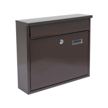 TOYA Briefkasten 310x360x100mm braun verzinktes Stahlblech abschließbare Tür 2 Schlüssel einfache Montage