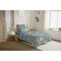 Pack Complet Housse De Couette Réversible "vanessa" 4 Pièces Pour Lit 90 X 190 Bergame Turquoise - -