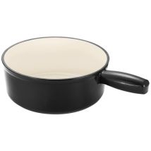 Sartén de hierro fundido esmaltado 20 cm – Ideal para fondues – Apto para lavavajillas – Color negro y crema