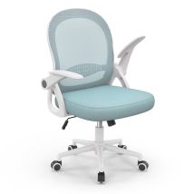 Bigzzia - Office Chair Ergonomic Desk Chair For Bedroom - Swivel Computer Chairs - Mid-back Mesh Chair With Flip-up Armrests And Lumbar Support - Blue