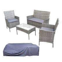 Ensemble De Salon De Jardin 4 Pièces Svita Brooklyn Avec Housse Canapé Gris