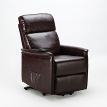 Poltrona Relax Elettrica Con Sistema Alzapersona Similpelle Per Anziani Amalia Fix - Marrone Scuro