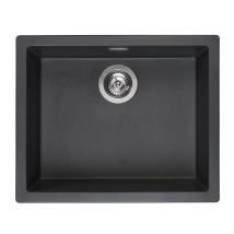 Reginox Amsterdam 50 Integrated Single Bowl Granite Kitchen Sink Black Silvery