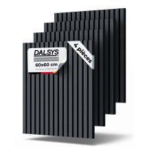 Dalsys - Panneaux Tasseaux Acoustiques Bois - 60x60cm, 4 Pièces, Chêne Noir