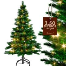 Rbol De Navidad Artificial Verde Con Soporte Con Luz Led Iluminación Interior Para Las Fiestas - Modelo A Elegir Estándar 150cm