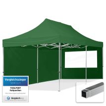 Toolport Gazebo Pieghevole Giardino 3x6m - 2 Laterali Alluminio Telo Repelente Al Agua Padiglione Mercati Sagre Verde