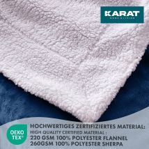 Karathomeliving - Couverture Douillette Glory Double Face Bleu Foncé 220 X 240 Cm