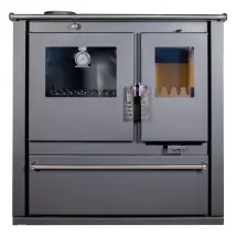 Stufa A Legna Da Cucina Verso Cs Plus - 7.7 Kw Con Pannelli Laterali Verniciati Bordò, Design Raffinato E Riscaldamento Efficiente