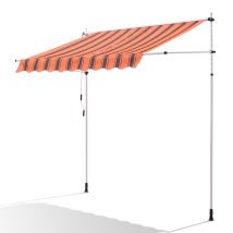 Canopée Store Banne Manuel 200 X 150 Cm - Auvent De Terrasse Sans Perçage - Protection Solaire Réglable Avec Manivelle - Rouge Et Noir