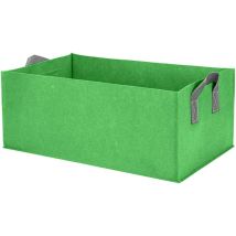 Set Bestehend Aus 1 Rechteckigem Pflanzsack (60×30×20 Cm, Grün), Erhöhtem Pflanzgefäß Mit Griffen, Belüftetem Quadratischem Gewebe