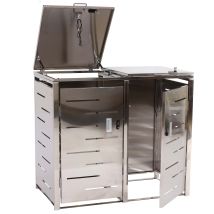 Copri Pattumiera 2 Vani Contenitori Capacità Da 80 A 120 Litri 103x115x63 Cm Acciaio Inox 040008225