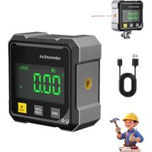 Pocket Digital Level, Protractor, Inclinometer, Professional Digital Display, Angle Gauge, 360-degree Magnetic Electronic Level, Laser