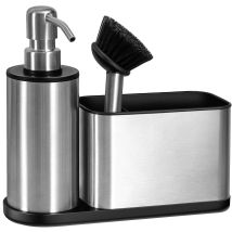 Minkurow Waschbecken-organizer Mit Integriertem Seifenspender Und Schwammhalter, Pumpe Und Spenderauslauf, Edelstahl
