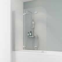 Schulte Badewannenfaltwand Komfort 3-teilig Faltbar - Breite: 125 Cm, Höhe: 140 Cm, Glas: 5 Mm Sicherheitsglas Klar Hell, Profil: Alu Natur