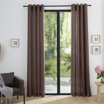 Paar Doppelvorhänge Mit Ösen In Leinenoptik 140 X 260 Cm Moonlight Deco - Marron