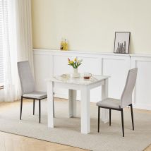 Niceme - 75x75cm Square Dining Table And Chairs Set, Small Dining Room Set High Gloss Dining Table With Chairs Home Furniture (grey Flannel, Marble-