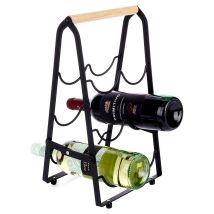 Botellero De Metal Negro Para 6 Botellas, 21 X 38 Cm