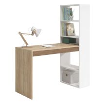 Tavolo Scrivania Duplo Con Ripiani Reversibili Nei Colori Artik Bianco, Artik Bianco/rovere O Artik Bianco/grigio In Melamina 120x144x53 Cm