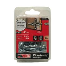 M16106-xj Tasselli Metallici A Espansione Con Vite M5 Ø 11 X 50 Mm (vis Ø 5 X 57 Mm), Grigio, Set Di 10 Pezzi - Molly