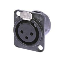 Conector Xlr Chasis Hembra - 3 Pines - Contactos Dorados - Carcasa Negra - Formato 'd' - Neutrik