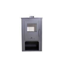 Eider Biomasa Poêle À Bois Acier - Samira 10,56 Kw - 150 M³ - Haut Rendement 85 % - Sortie Horizontale - Classe A - Avec Range-bûches