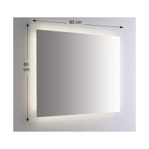 Miroir Mural Rétroéclairé À Led Rectangulaire 60x80 Cm Épaisseur 4 Mm