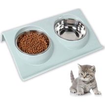 Ensemble De Gamelles Pour Animaux De Compagnie, Gamelle Pour Chien, Gamelle Pour Chat Inclinable À 15 °, Double Litre, Adaptée Aux Petits Chiens Et 