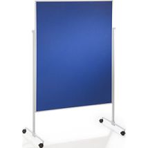 Moderationstafel B1200xh1500mm Einteilig Fahrbar Filz Blau Magnetoplan