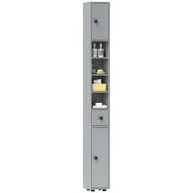 Kleankin - Slim Bathroom Cabinet, Toilet Roll Storage W/ Shelves Grey