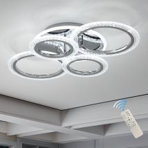 Ganeed Moderne Deckenleuchte 58w Dimmbare Unterputz-led-deckenleuchte 4 Ringe Acryl-deckenleuchter Für Wohnzimmer, Esszimmer, Schlafzimmer, Chrom
