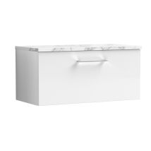 Arno Wall Hung 1-drawer Vanity Unit With Carrera Marble Worktop 800mm Wide - Gloss White - Nuie