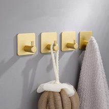 Ganchos Adhesivos De Carga Potentes De Acero Inoxidable, Ganchos De Pared Antioxidantes De Estilo Elegante Para Cocina/baño/puerta, 4 Uds.