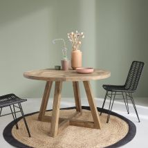 Berah Getah - Table En Teck Recyclé Massif Ronde 4 Pers.