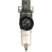 Druckregler 1/4" (6,3 mm) – 2005780 – mit Manometer 0-10 bar – Filtereinsatz waschbar – halbautomatische Entwässerung