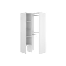 Armadio guardaroba angolare 79.4 cm Bianco – 4 scaffali, 2 barre appendiabiti – Dekit