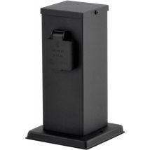 Colonna di presa Outdoor IP44 in acciaio inossidabile verniciato nero – Carico max 3500 W – Prese testate TÜV – 220-240 V CA