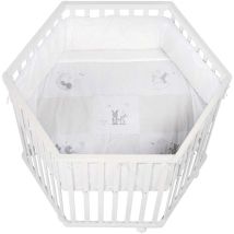 Parc Hexagonal - Roba - Fox & Bunny - De La Naissance Jusqu'a 15 Kg - Réglable - Roulettes - Blanc Laqué