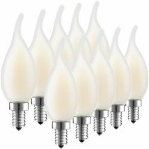 Aiperq E14 Led Filament Bulb, Pack Of 10 Flame Bulbs, 4 Watts Power Consumption Equivalent To 40w Incandescent, 2700k Warm White And 400lm, 360° Beam 