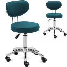 Taburete Con Ruedas Y Respaldo - 46 - 60 Cm - 150 Kg - Turquesa