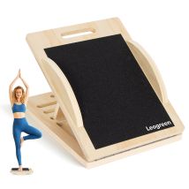 Leogreen 2-in-1 Schrägbrett, Balance Board Aus Holz, Rutschfes Mit Tragegriff Für Wadendehnung, Achillessehne Faszien Und Gleichgewichtstraining