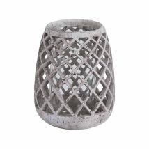 Large Conical Lattice Hurricane Lantern - Ceramic - L17 X W17 X H22 Cm - Stone