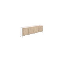 Mueble Para Televisión 4 Puertas Roma En Blanco Poro/roble Alma, 63.4cm(alto) 180cm(ancho) 33.5cm(largo)
