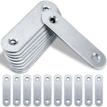 Pack Of 20 Flat Connectors - 60 × 15.5 × 1.75 Mm - Stainless Steel Flat Connector - Metal Perforated Plate - Flat Angle For Connector - Stainless 