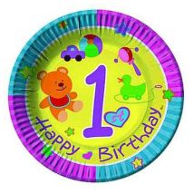 Cf.10 Piatti Carta 18cm 1 Compleanno X1