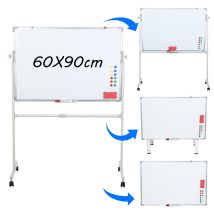 Tableau Blanc Magnétique Double Face, Mesurant 90 X 60 Cm, Est Réglable En Hauteur, Effaçable Et Utilisable Des Deux Côtés. Il Est Idéal Pour Les 